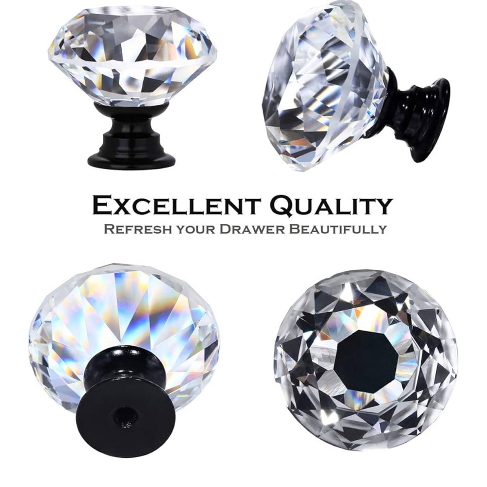 12 Pcs Crystal Cabinet Knobs